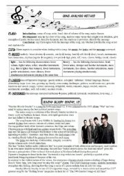 English Worksheet: SONG ANALYSIS METHODOLOGY and an example: Bloody Sunday!