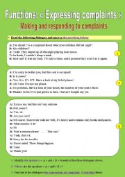 Functions:  Expressing complaints  _ Making and responding to complaints (3 pages!)