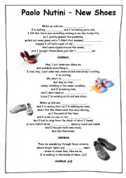 4 sheets + solution: Song New Shoes (listening, grammar, speaking, writing)