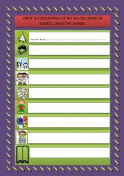 SCHOOL SUBJECTS AND WORDS -BACK TO SCHOOL worksheet