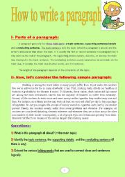 How to write a paragraph (a tasksheet with two nice sample paragraphs) 