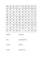 English Worksheet: Letters Soup Classroom Objects