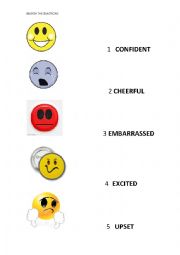 English Worksheet: Match emoticons to one word