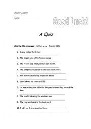 English Worksheet: quiz on tenses
