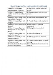 English Worksheet: First Conditional - Match the parts