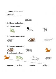 English Worksheet: A-Choose and colour :