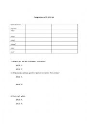 English Worksheet: Newspaper article compare