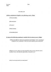 English Worksheet: Food processing and convenience food