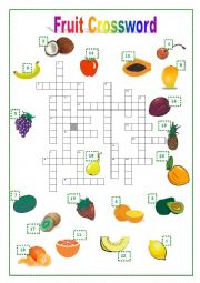 Fruit Crossword - ESL worksheet by teavi