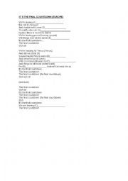 English Worksheet: its the final countdown song