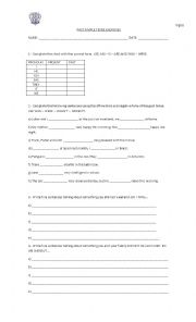 English Worksheet: Past simple tense Verb to be and regular verbs