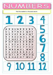Numbers Wordsearch