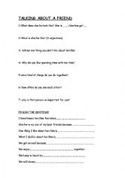 English Worksheet: Talking about a friend