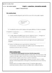 English Worksheet: Brain Drain ( part 1)