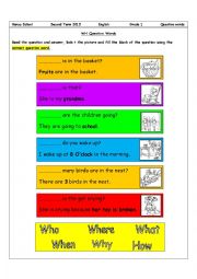 Wh -question words ( worksheet )