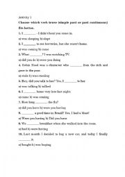 English Worksheet: Past Simple or Continuous