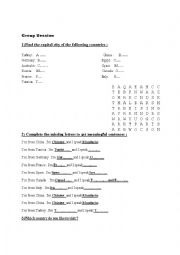 English Worksheet: countries capital city nationality and language