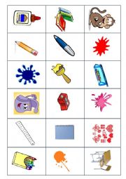 English Worksheet: School objects jogo do mico e tabela