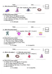 English Worksheet: Clothes