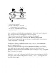 English Worksheet: BREAK A LEG - idiom