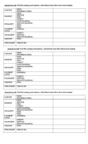 English Worksheet: Animal records