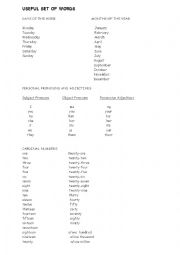 English Worksheet: Useful Set of Words