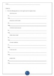 English Worksheet: EXERCISES ABOUT SIMPLE PRESENT TENSE
