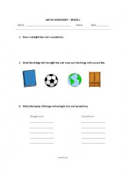 English Worksheet: Straight and Curved Lines