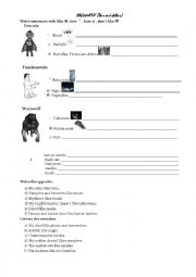 English Worksheet: Likes and dislikes