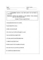 English Worksheet: Preposition