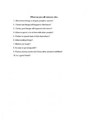English Worksheet: What can you call someone who...