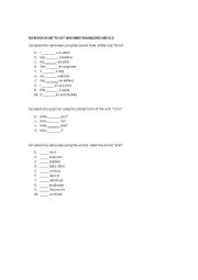 English Worksheet: Exercises Verb To Be and Indeterminative Articles (a, an)