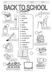 Back to school 2.: English ESL worksheets pdf & doc