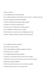 English Worksheet: Celebrities questions