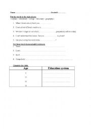 English Worksheet: vocablury