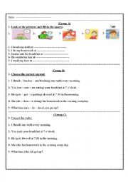 English Worksheet: time and activities