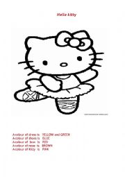 English Worksheet: Colouring card with Hello Kitty