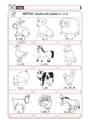 domestic animals worksheets