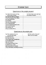 English Worksheet: Grammar quiz - simple present/simple past
