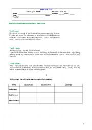 English Worksheet: English test