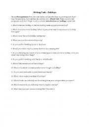 English Worksheet: Writing - Holidays