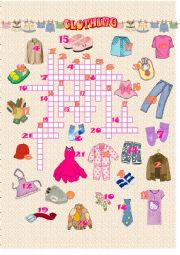 Clothes - Crossword puzzle