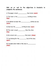 English Worksheet: Complete the sentence - adjective