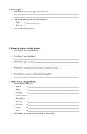 English Worksheet: Science Exercise Grade 4