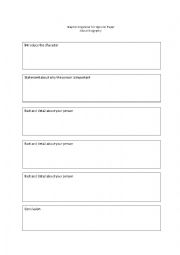 English Worksheet: Graphic Organizer for Opinion Paper about Biography