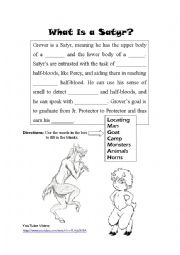 English Worksheet: What is a Satyr?