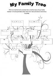 English Worksheet: Family tree fill in