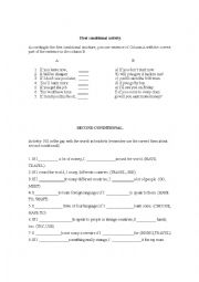 English Worksheet: worksheet first and second conditional 