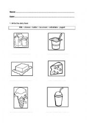 English Worksheet: Dairy food