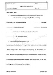 English Worksheet: ENGLISH TEST 